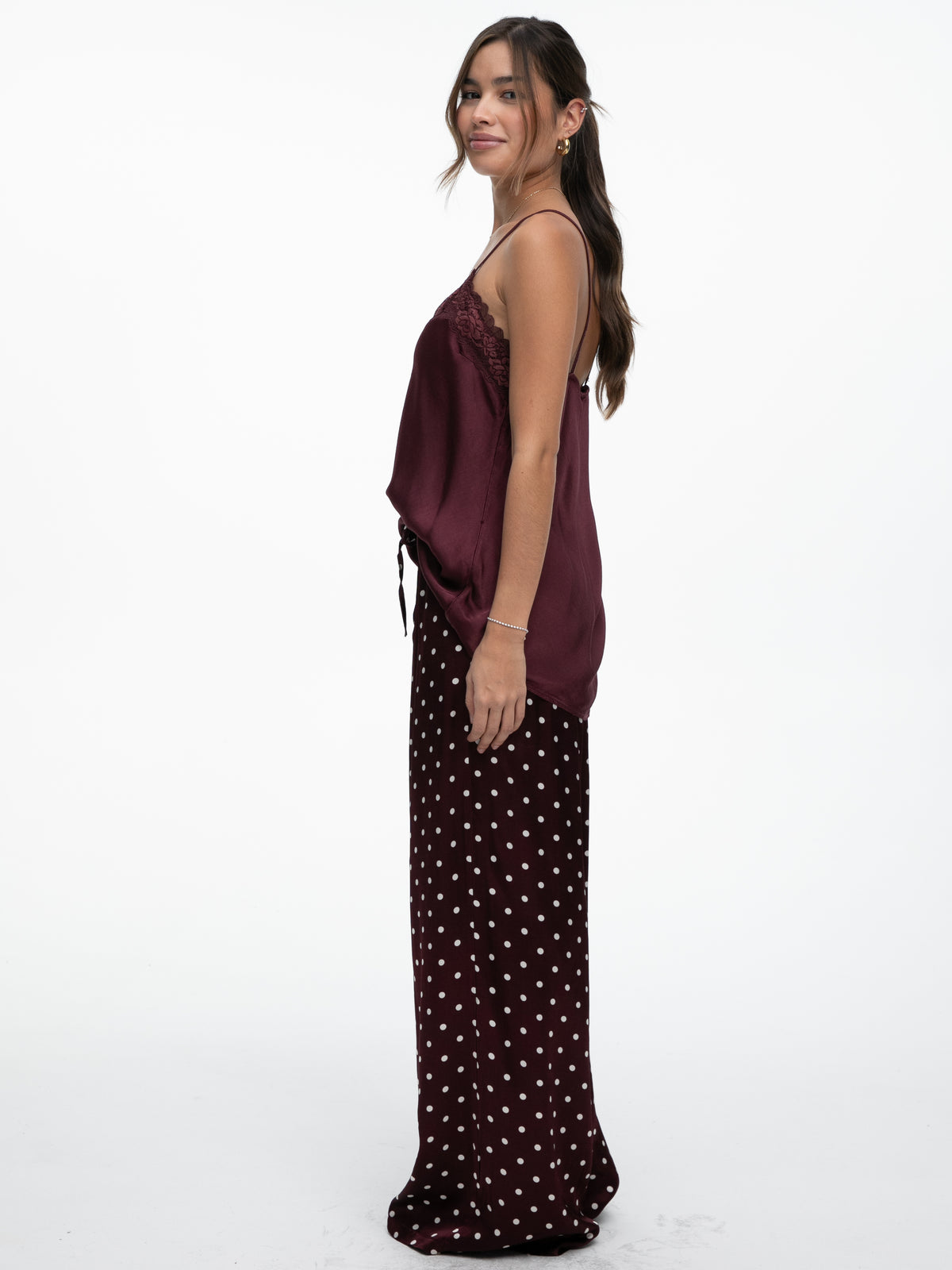 Satin-Hose „Cara“ in Burgundy