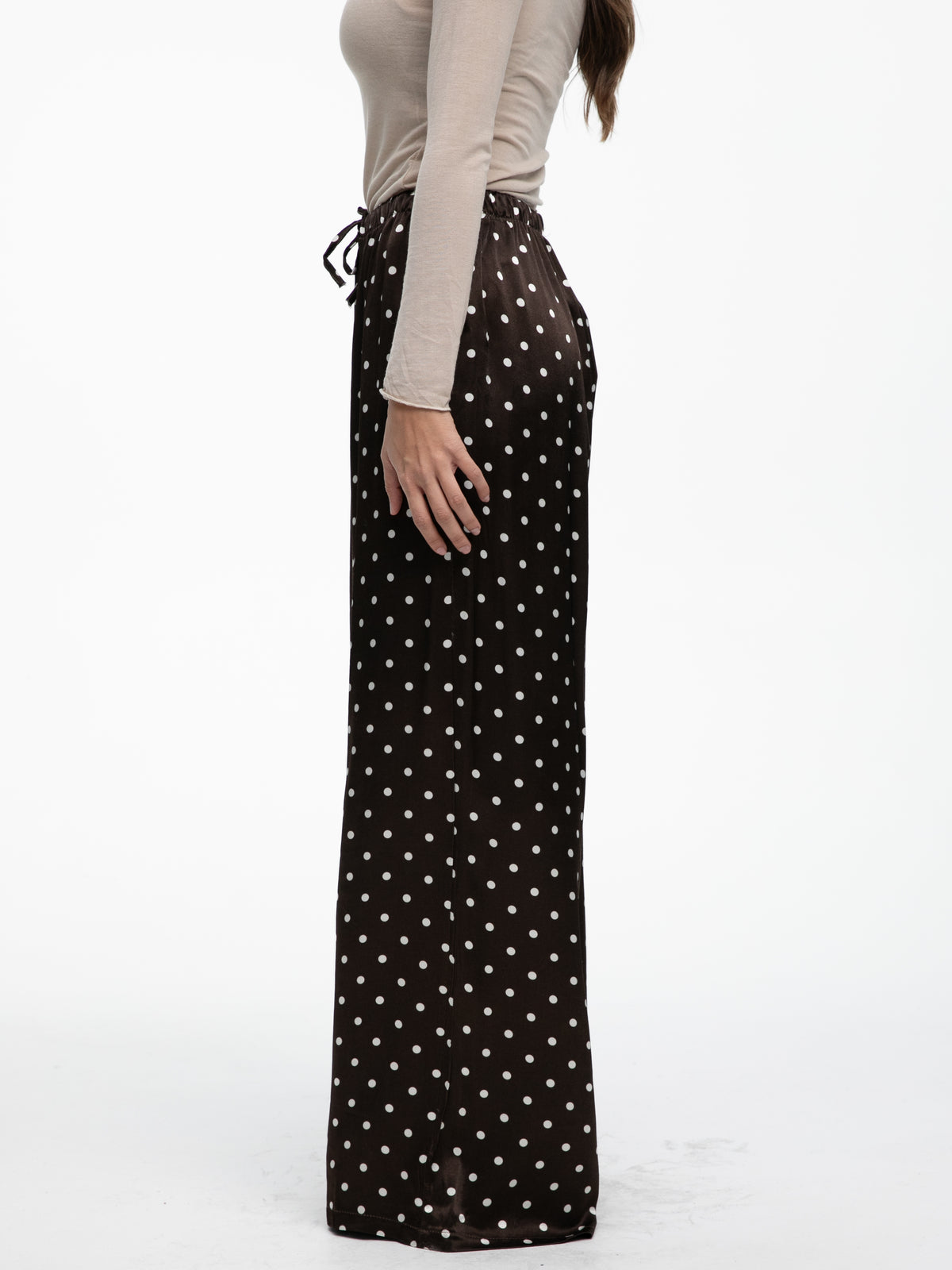 Satin-Hose „Cara“ in Braun