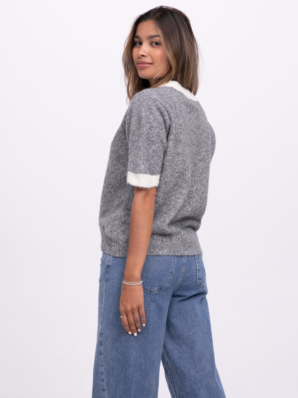 Kurzarm Pullover "Leyla" in Grau