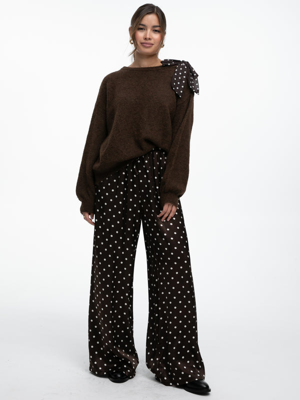 Satin-Hose „Cara“ in Braun