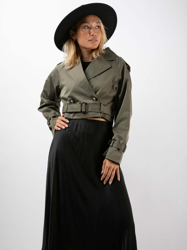 Cropped Trenchcoat "Shorty" in Khaki