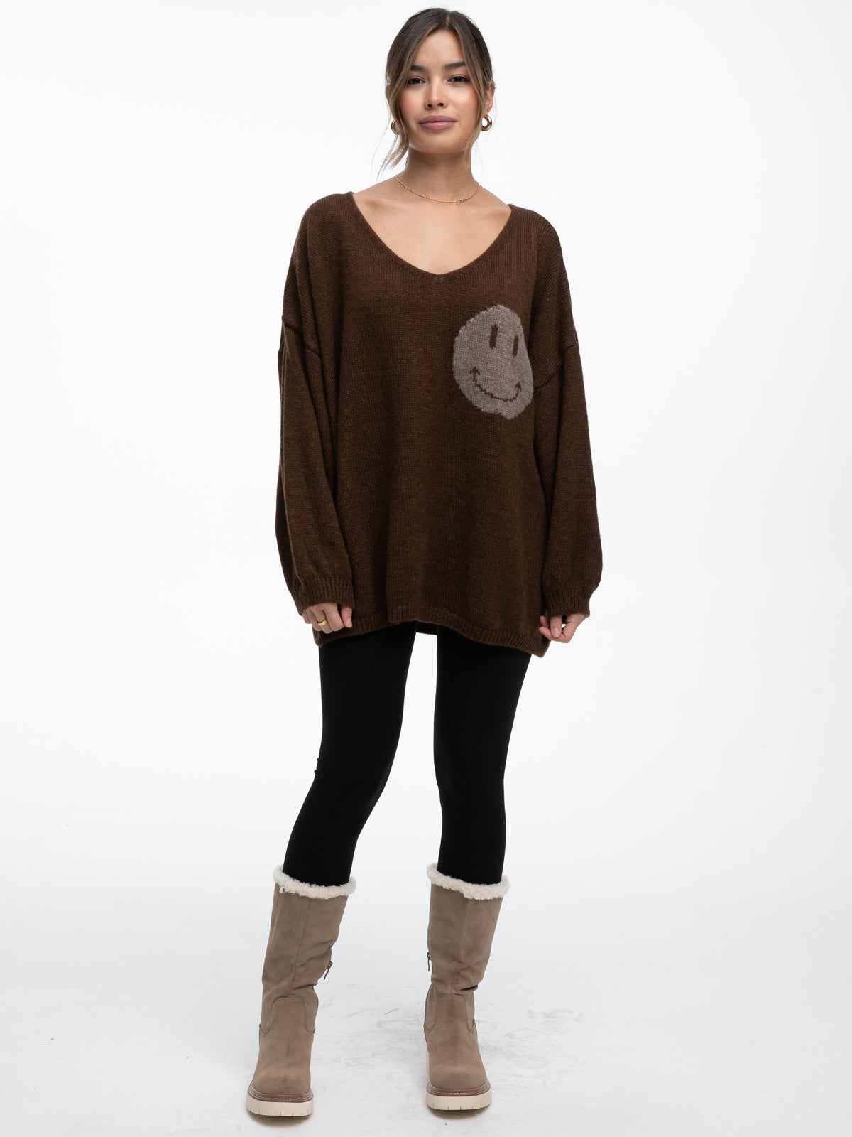 Pullover "Smile" in Braun