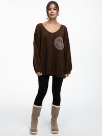 Pullover "Smile" in Braun