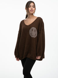 Pullover "Smile" in Braun