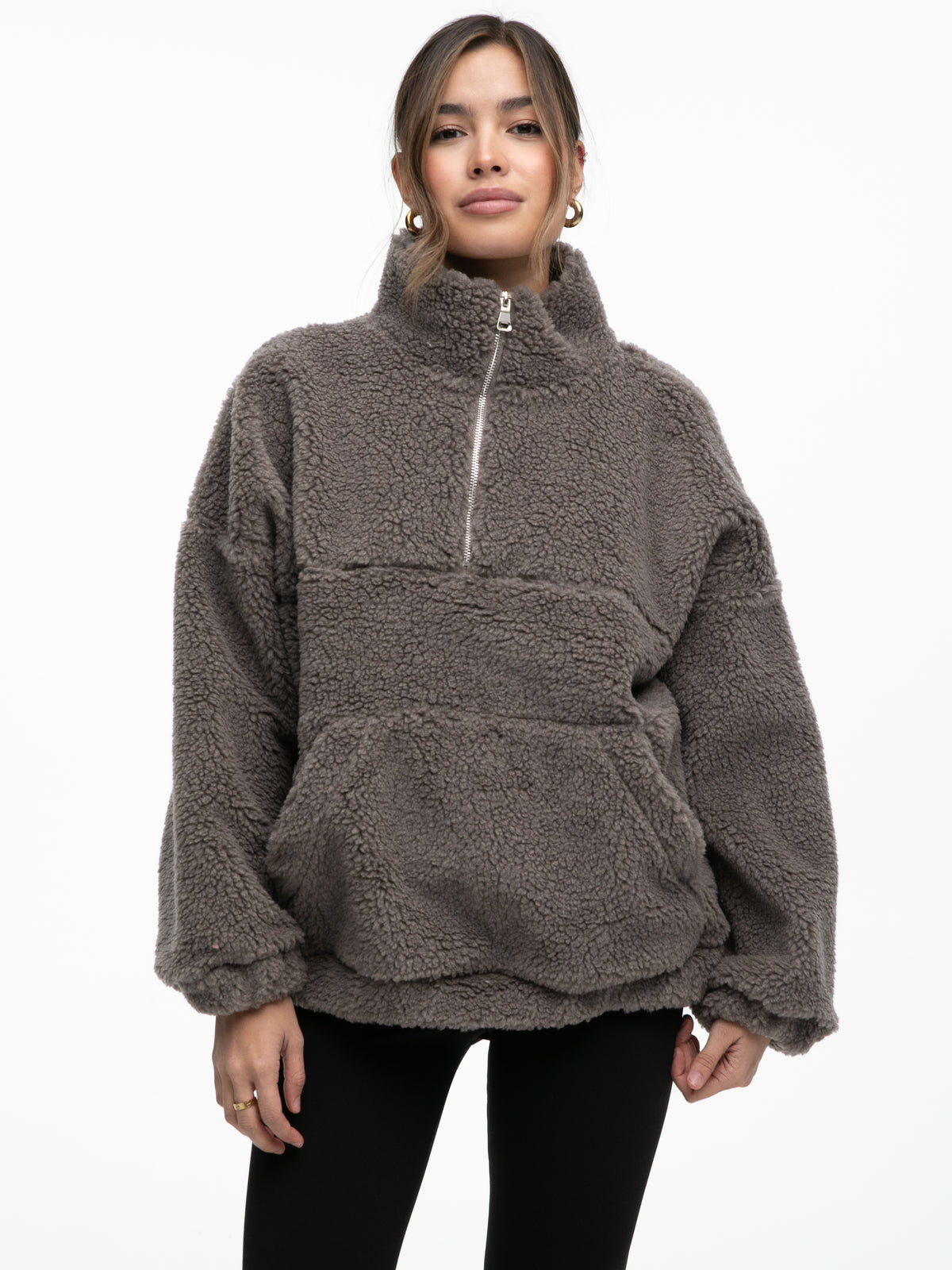 Teddypullover "Katty" in Grau