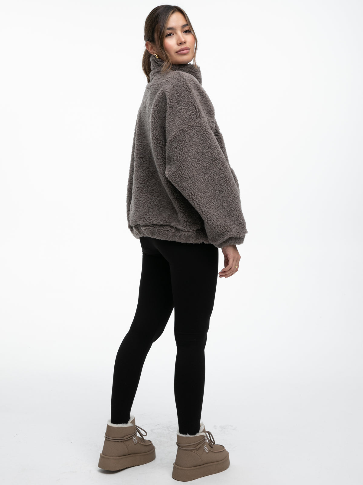 Teddypullover "Katty" in Grau