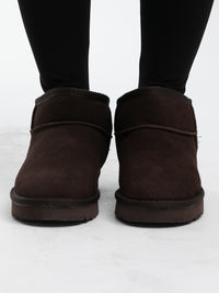 Echtleder Plateau Boots mit Fell "Valira" in Braun