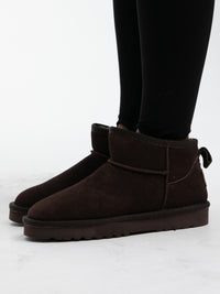 Echtleder Plateau Boots mit Fell "Valira" in Braun