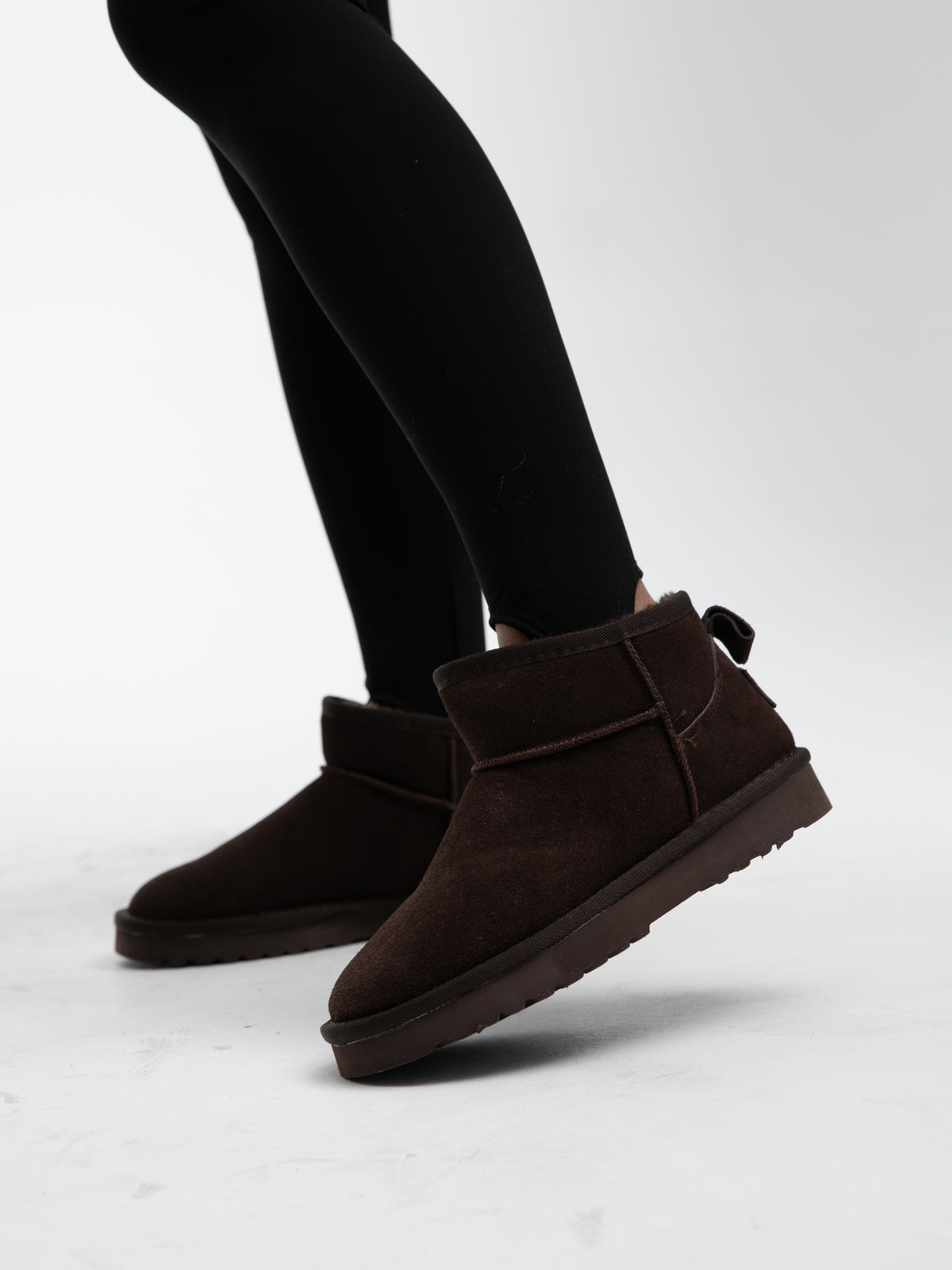 Echtleder Plateau Boots mit Fell "Valira" in Braun