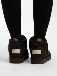 Echtleder Plateau Boots mit Fell "Valira" in Braun