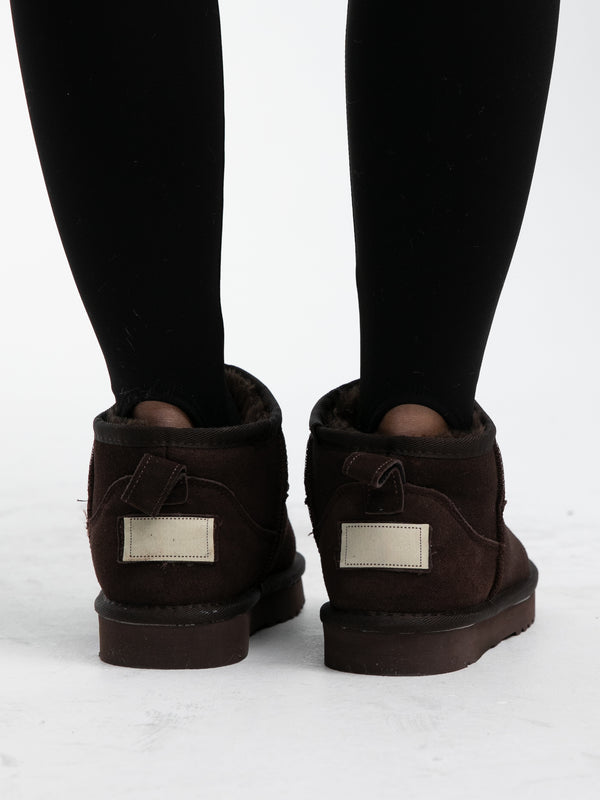 Echtleder Plateau Boots mit Fell "Valira" in Braun