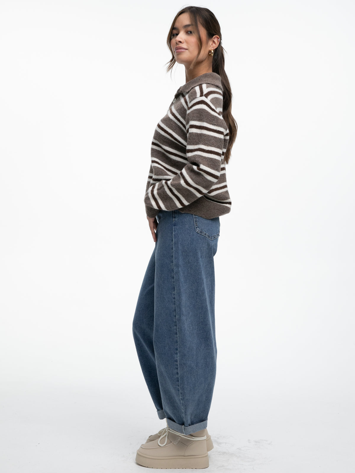 Polo-Strickpullover "Margot" in Braun