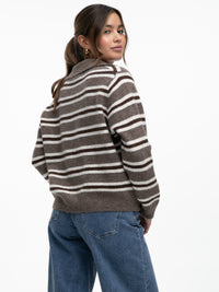 Polo-Strickpullover "Margot" in Braun