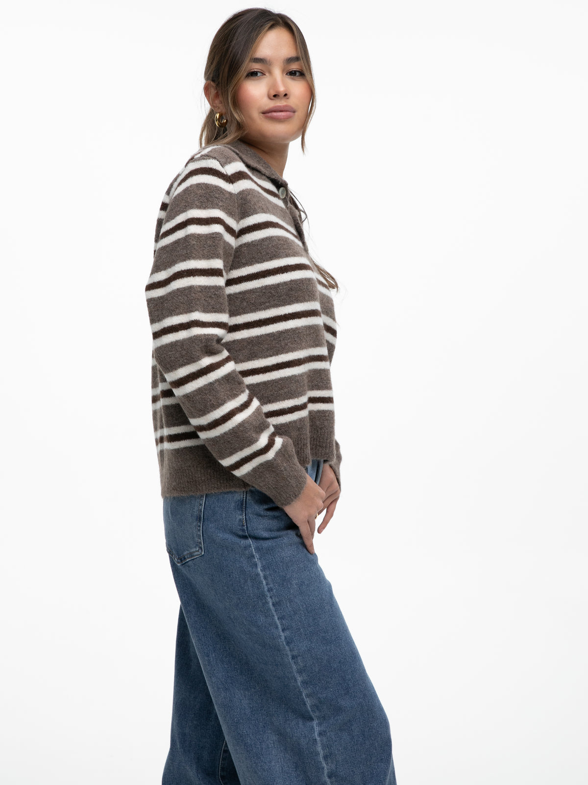 Polo-Strickpullover "Margot" in Braun