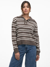 Polo-Strickpullover "Margot" in Braun