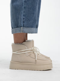 Plateau Boots mit Fell "Vallées" in Creme