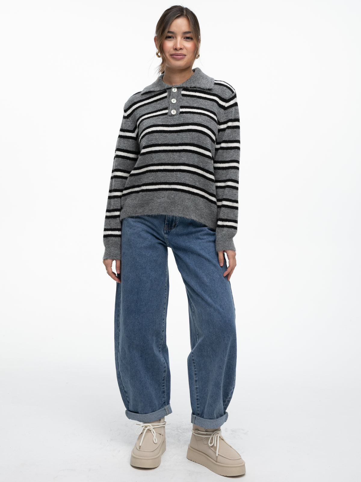 Plateau Boots mit Fell "Vallées" in Creme