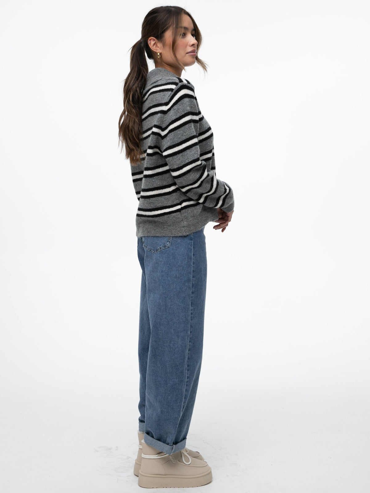 Polo-Strickpullover "Margot" in Grau