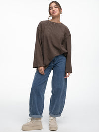 Samt Langarm-Shirt "Mara" in Braun