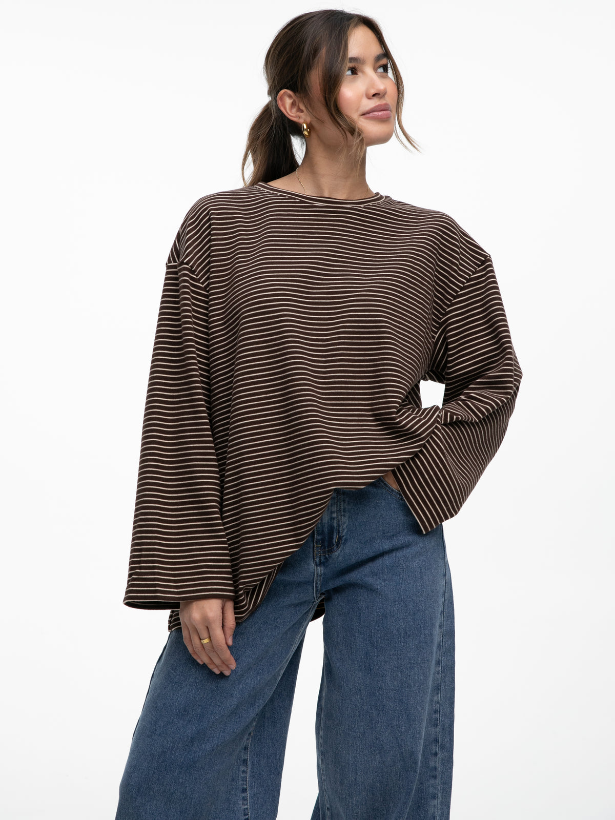 Samt Langarm-Shirt "Mara" in Braun