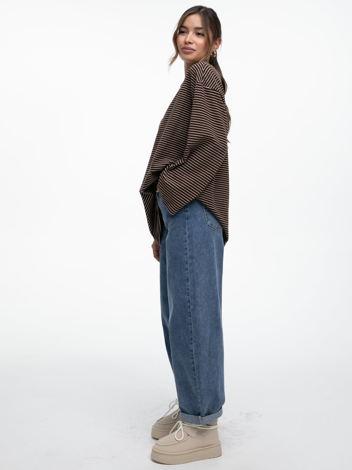 Samt Langarm-Shirt "Mara" in Braun