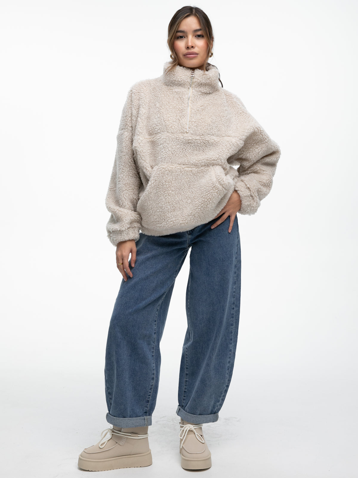 Teddypullover "Katty" in Beige