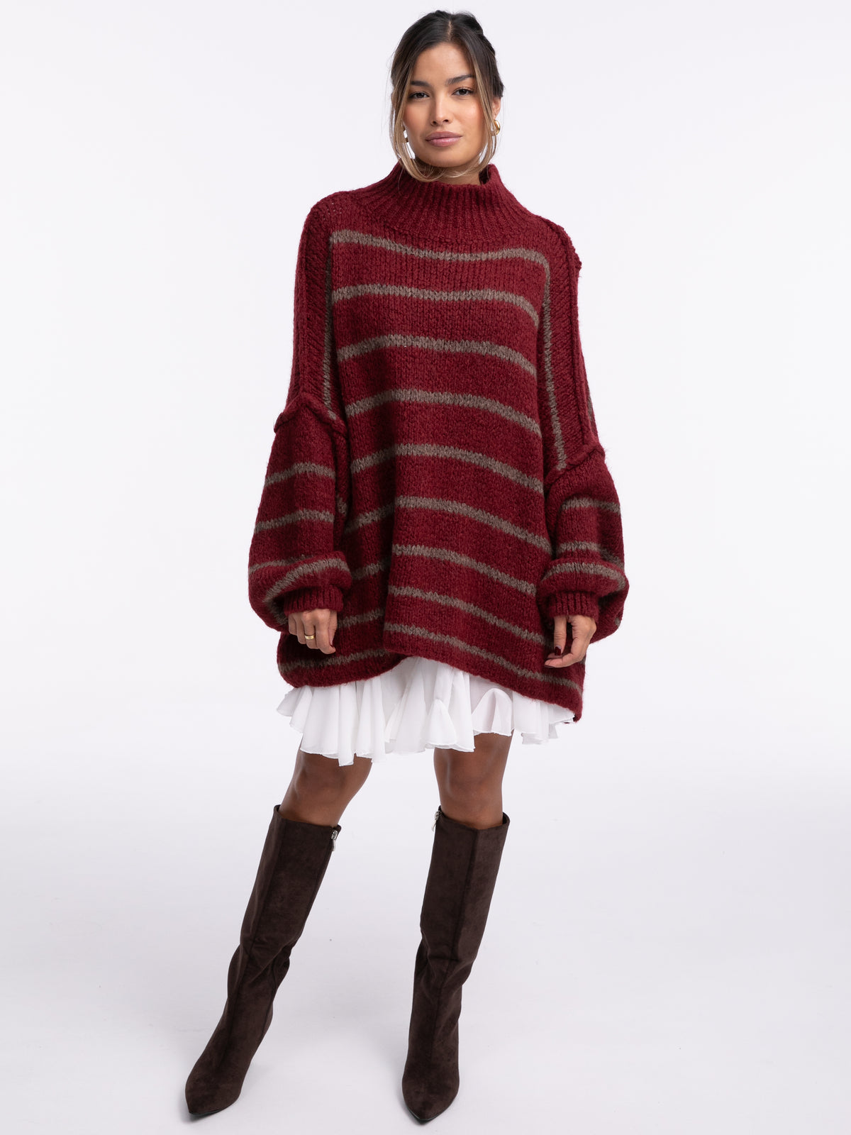 Pullover "Elli Stripes" in Burgundy