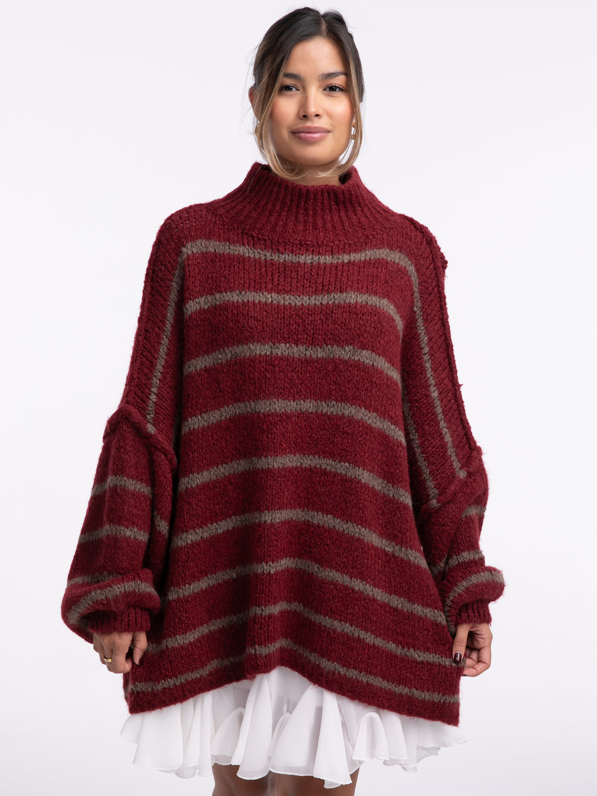 Pullover "Elli Stripes" in Burgundy