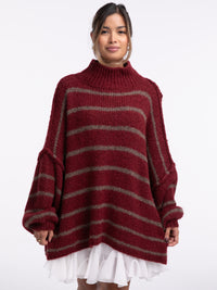Pullover "Elli Stripes" in Burgundy