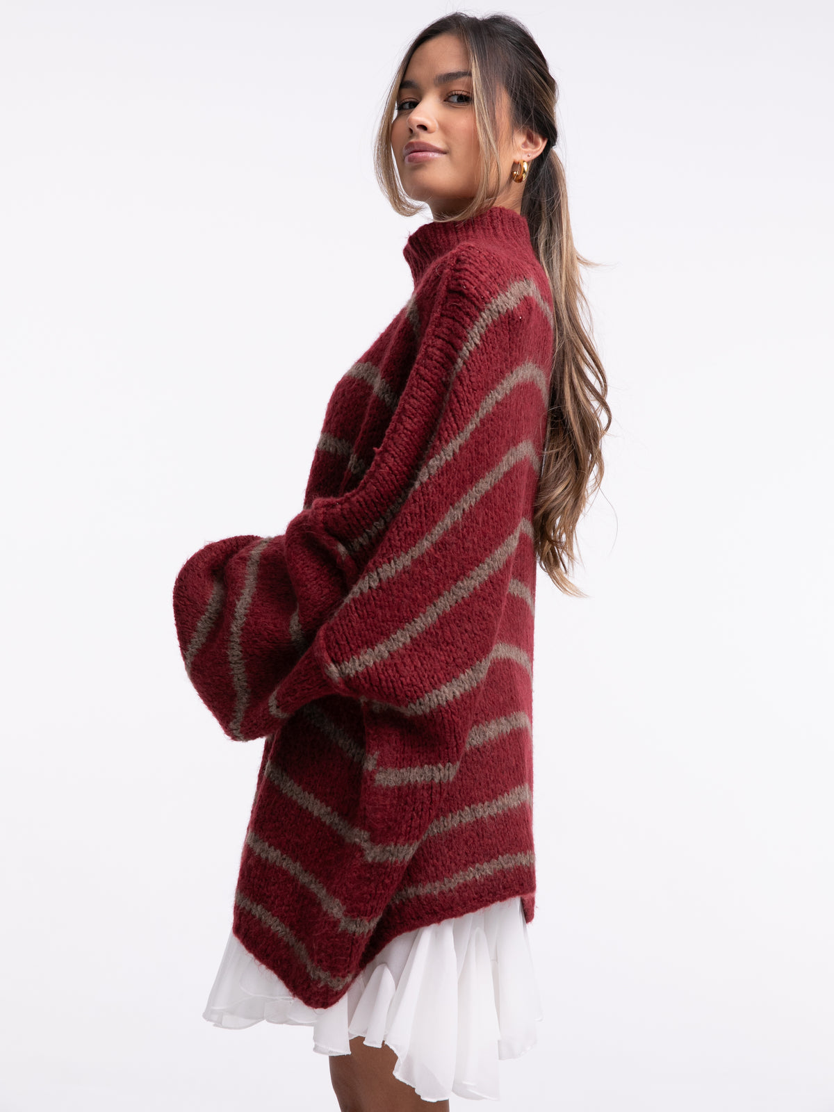 Pullover "Elli Stripes" in Burgundy