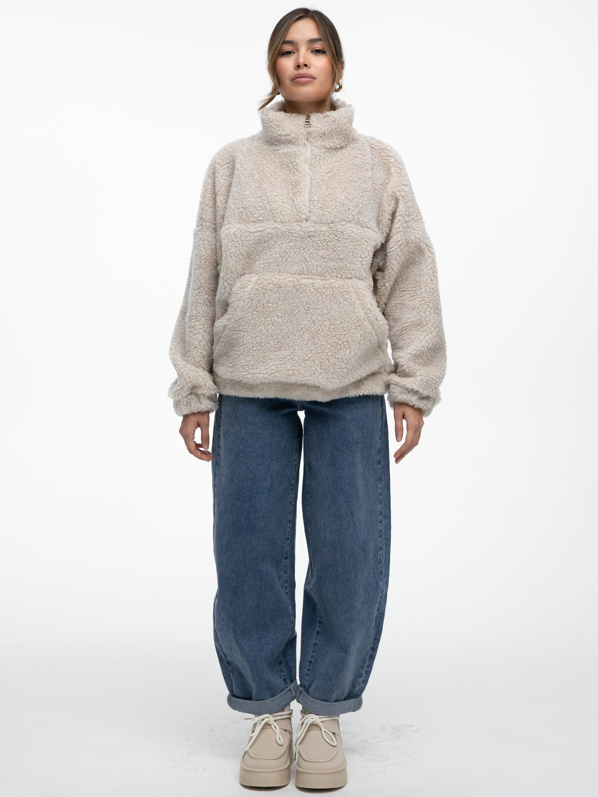Teddypullover "Katty" in Beige