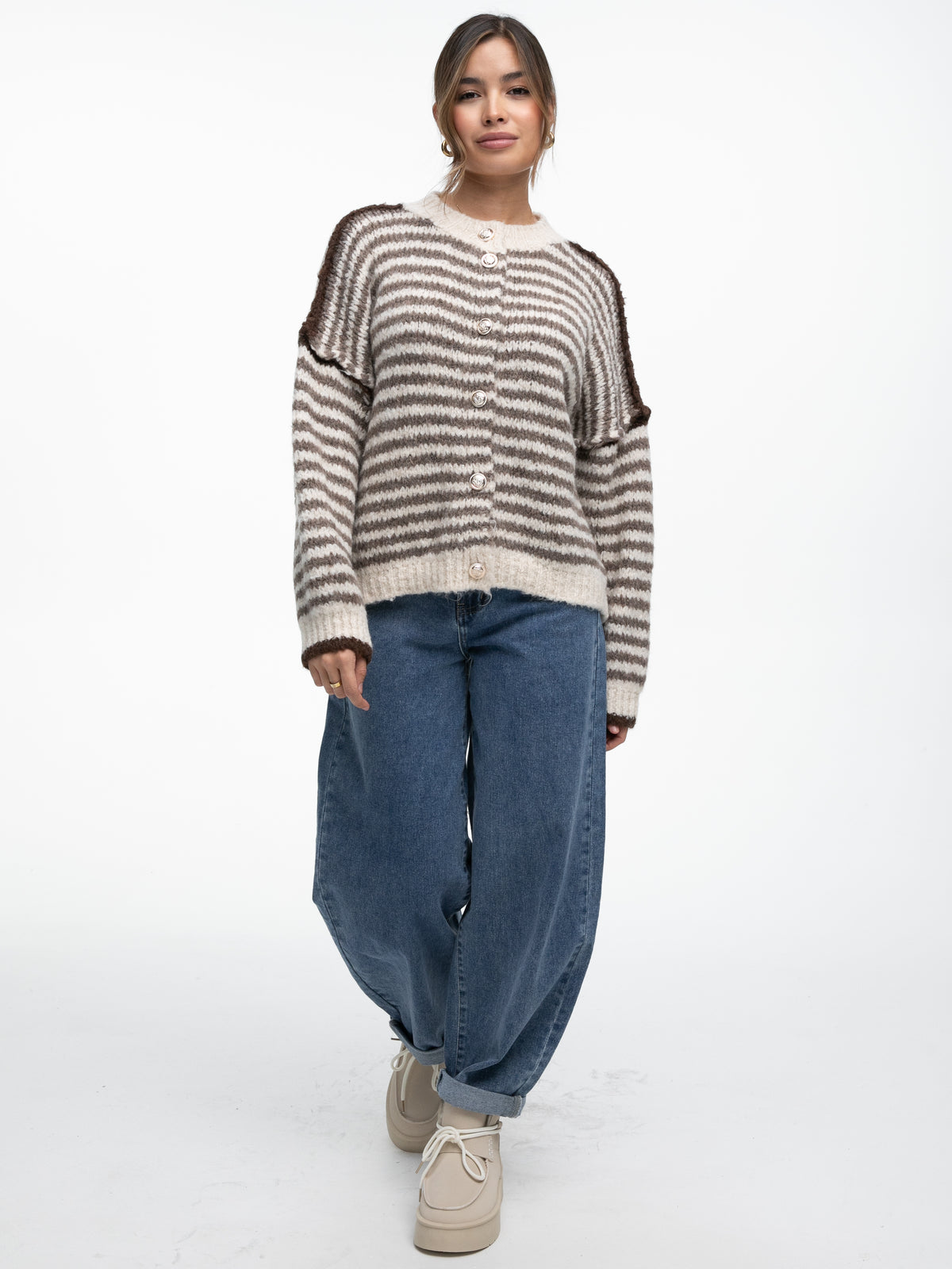 Cardigan "Elenor" in Hazelnut/Creme