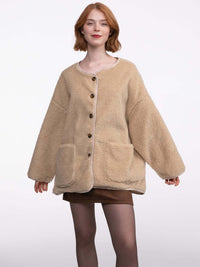 Leichte Teddyjacke "Alice" in Beige