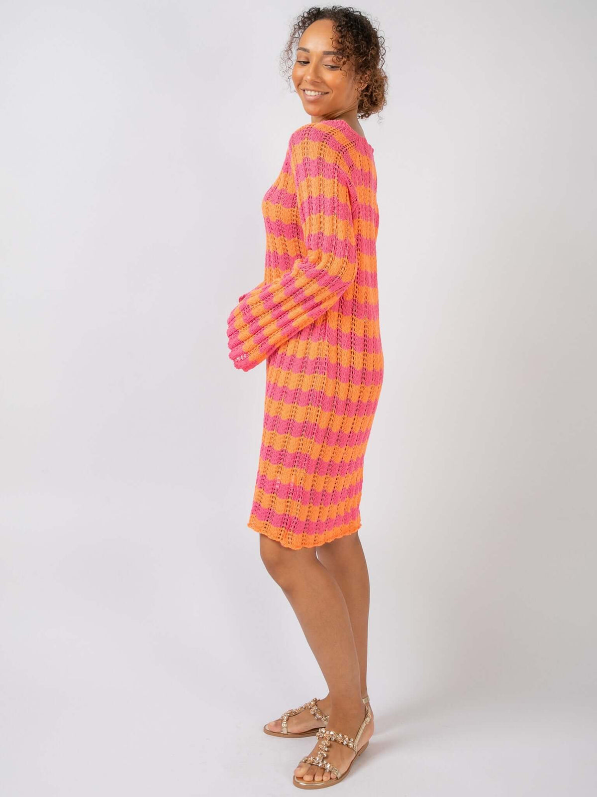 Häkelkleid "Elodie" in Pink-Orange