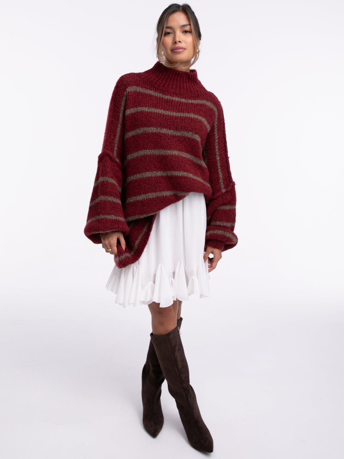 Pullover "Elli Stripes" in Burgundy