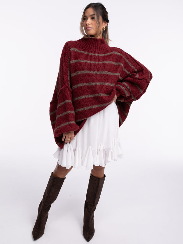 Pullover "Elli Stripes" in Burgundy