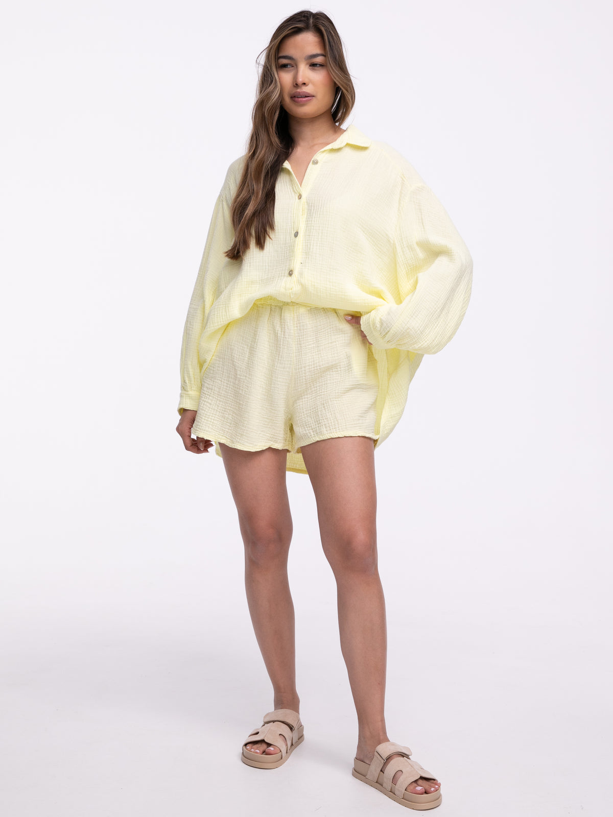 Musselin-Shorts „Tami“ in Gelb