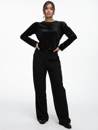 Samtoberteil "Shine" in Schwarz