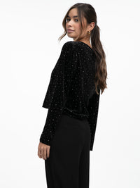 Samtoberteil "Shine" in Schwarz