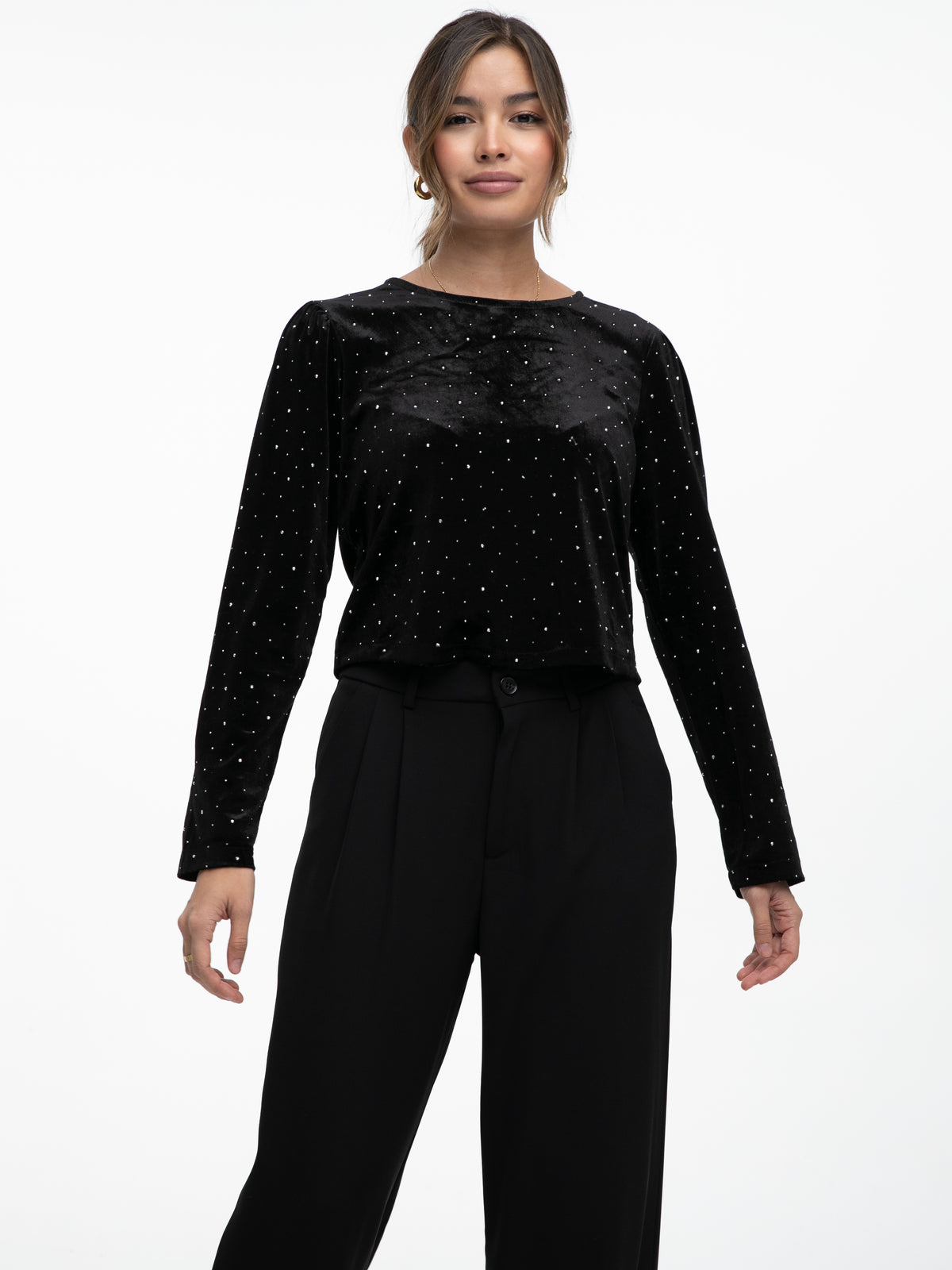 Samtoberteil "Shine" in Schwarz