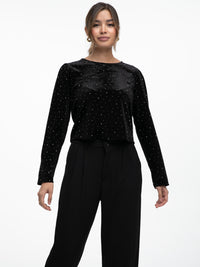 Samtoberteil "Shine" in Schwarz