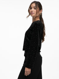 Samtoberteil "Shine" in Schwarz