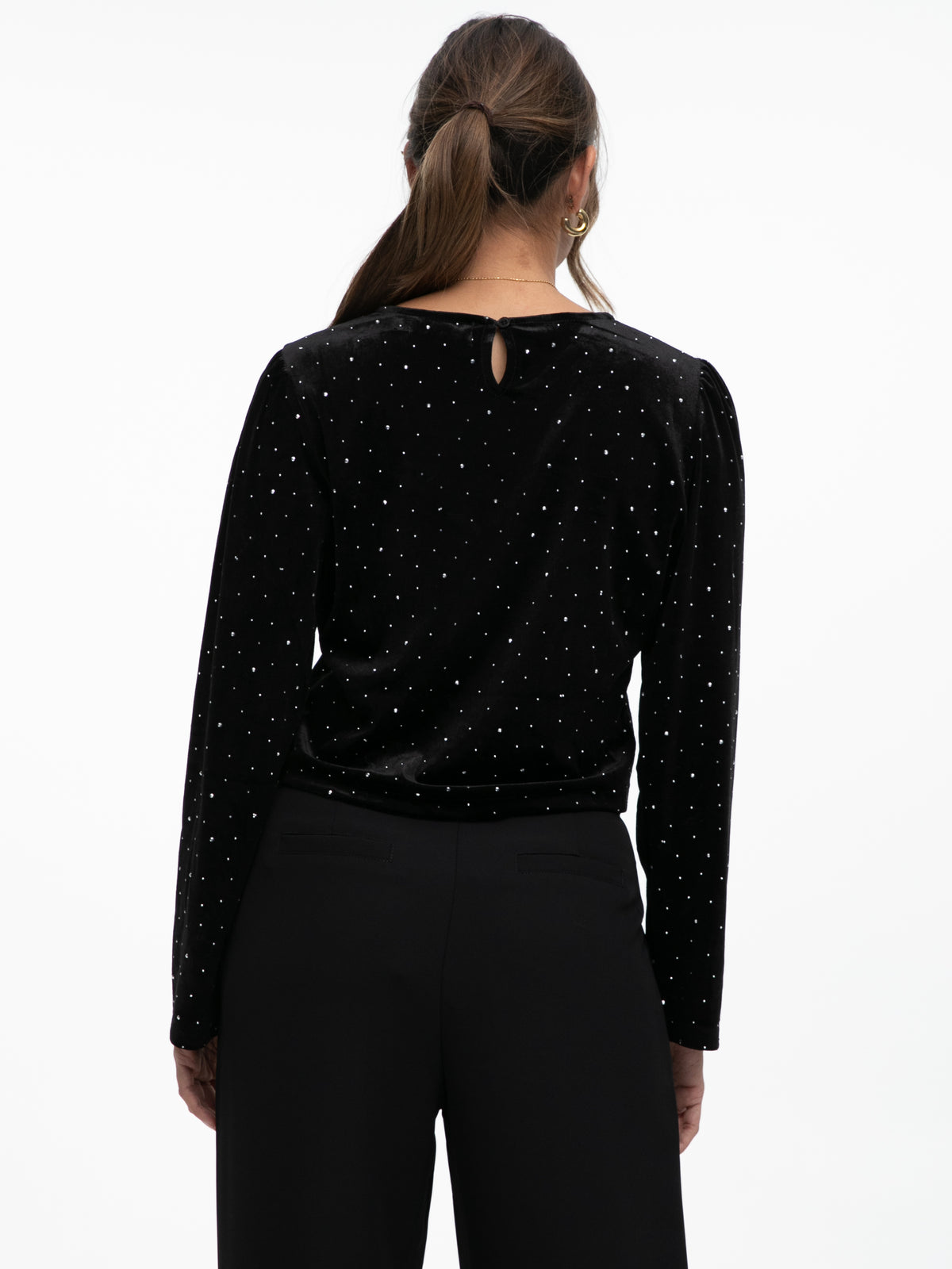 Samtoberteil "Shine" in Schwarz