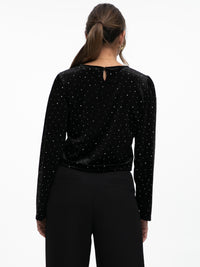 Samtoberteil "Shine" in Schwarz