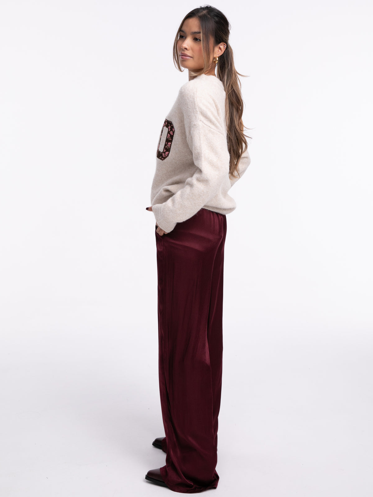 Satinhose „Sydney“ in Burgundy