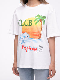 T-Shirt "Club Tropicana" in Weiß