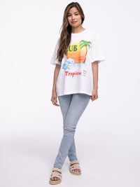 T-Shirt "Club Tropicana" in Weiß