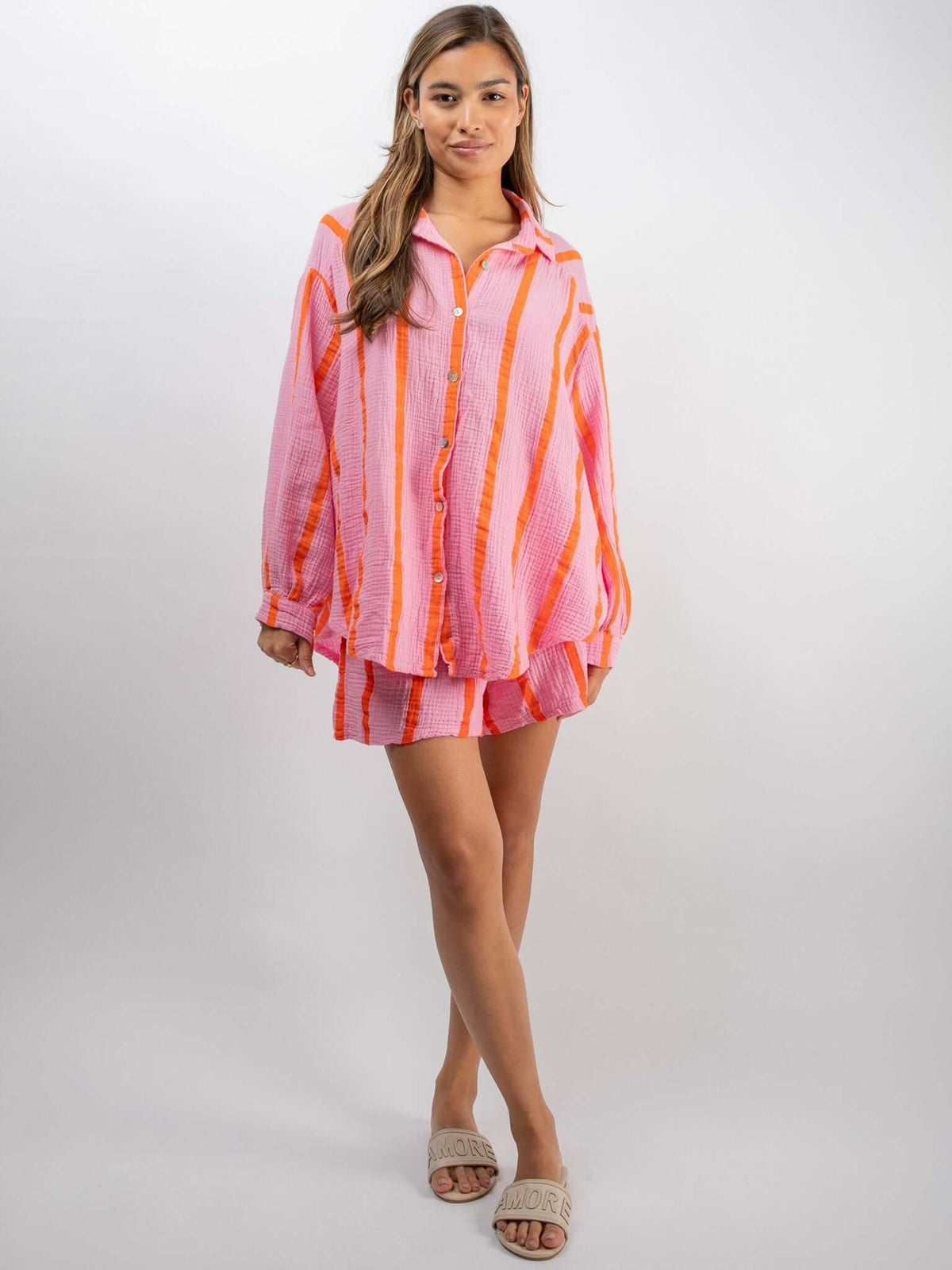 Musselin-Bluse "Capri" in Rosa/Orange