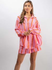 Musselin-Bluse "Capri" in Rosa/Orange