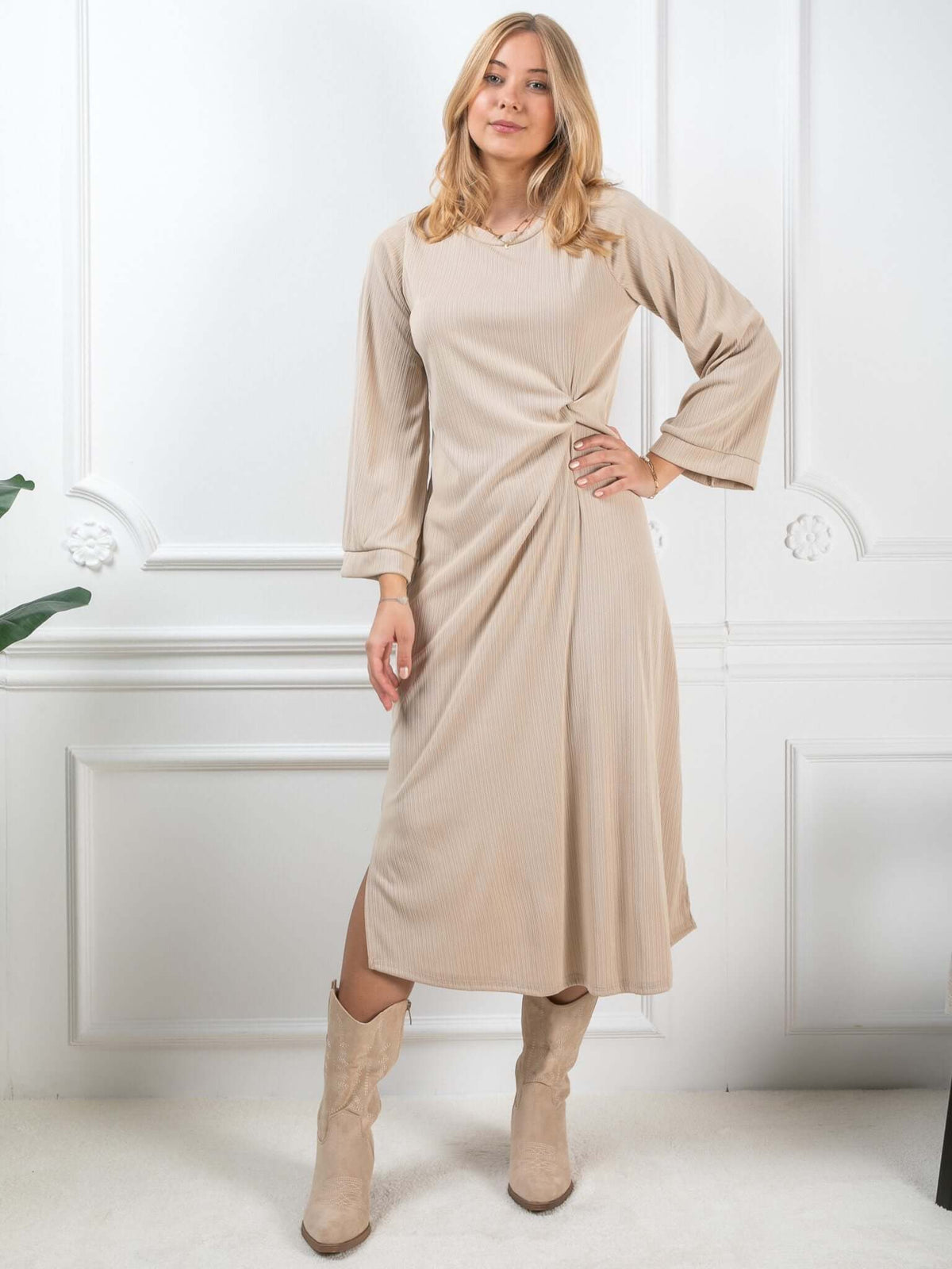 Seitlich gerafftes Longkleid "Jeline"